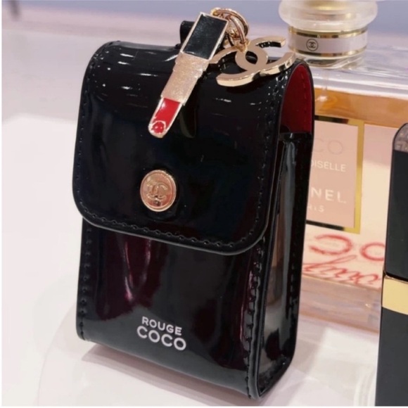CHANEL Other - Chanel Rouge Coco Black Patent Lipstick Case Keychain